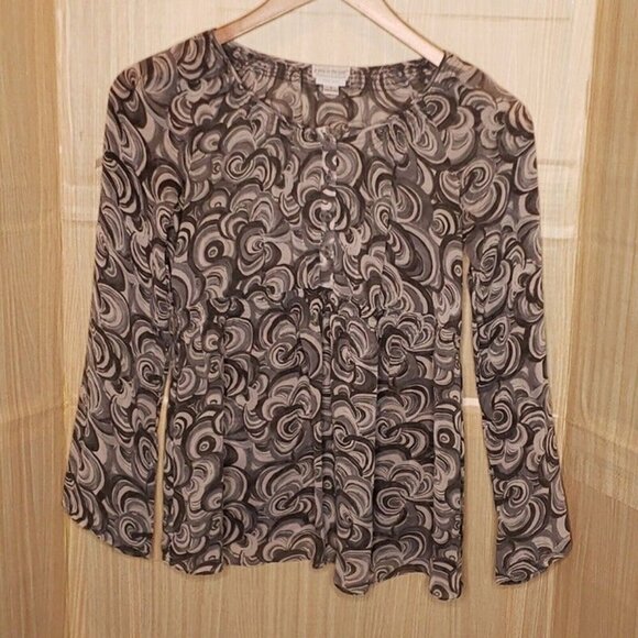 A Pea In The Pod Maternity Womens Silk Sheer Grey Swirl Blouse Small - Picture 1 of 6